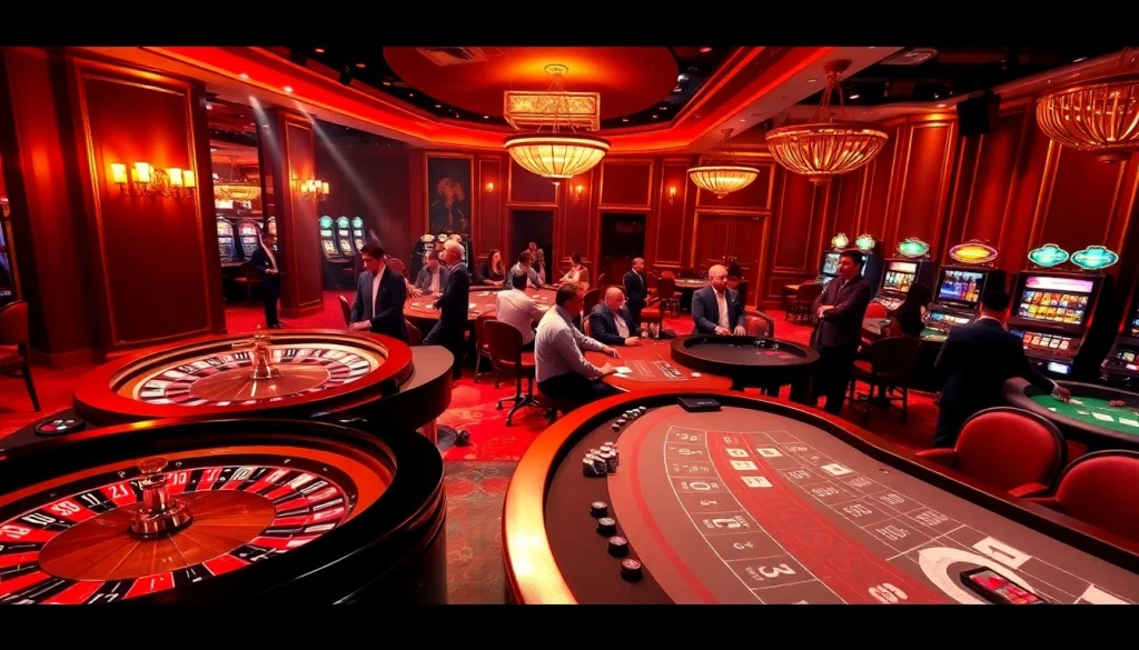 Experience thrilling gameplay at vic88.black with players at a roulette table, celebrating wins amidst vibrant casino atmosphere.