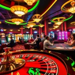 Players enjoying poker and slots at a lively casino, featuring promotions from https://98win9.dev/.
