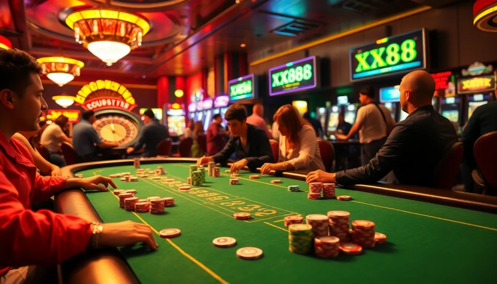 Experience the thrill of gambling at a casino with players and the digital interface XX88.
