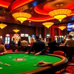 Experience the thrill of gambling at mm88.com with engaging poker games and exciting slot machines in a vibrant casino setting.