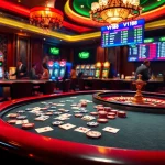 Experience the thrill of VN168 Casino with vibrant poker tables and lively gaming atmosphere.